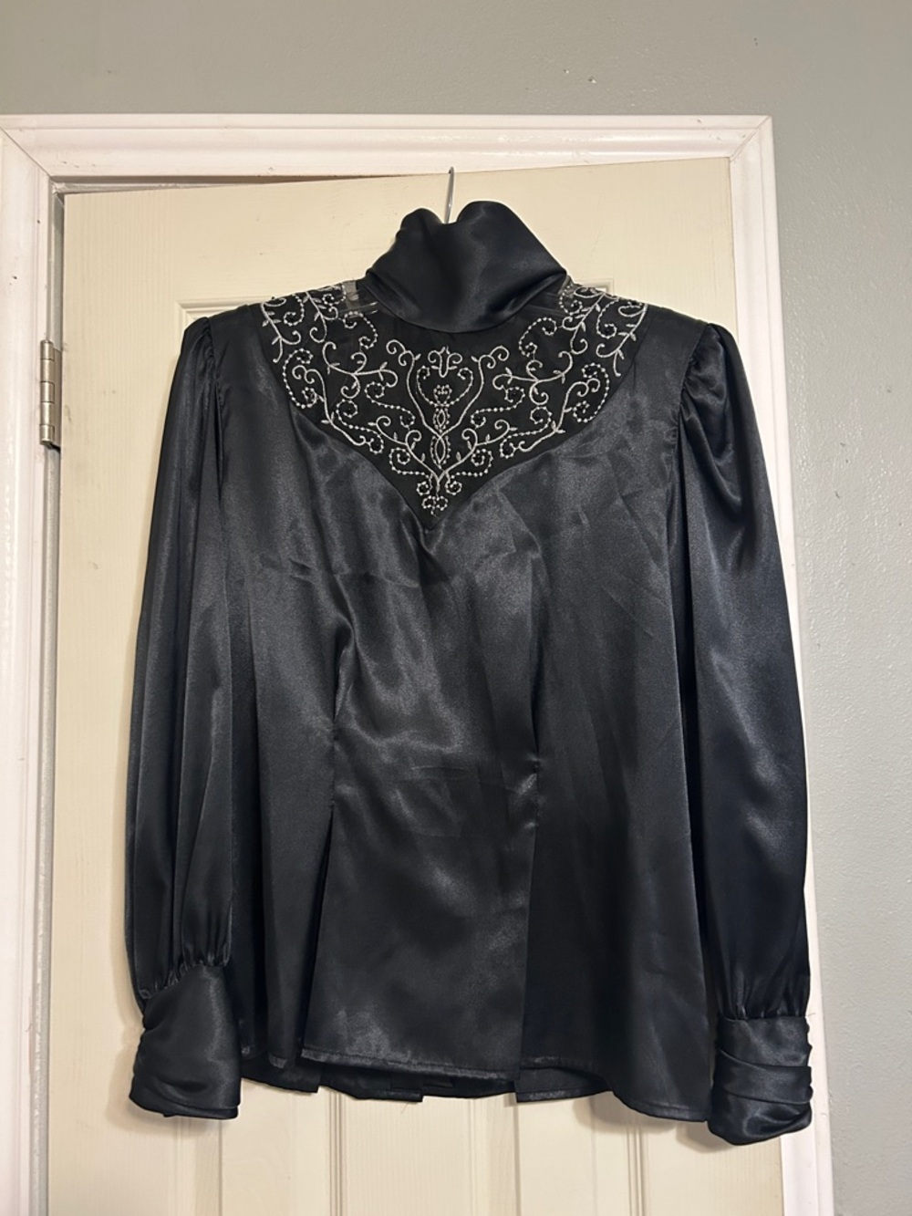 Dividends black embellished high neck blouse